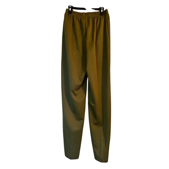 Vintage Blair Women's Polyester Pants Sewn in Front Pleat Slit Pockets Green 10T - Picture 2 of 5